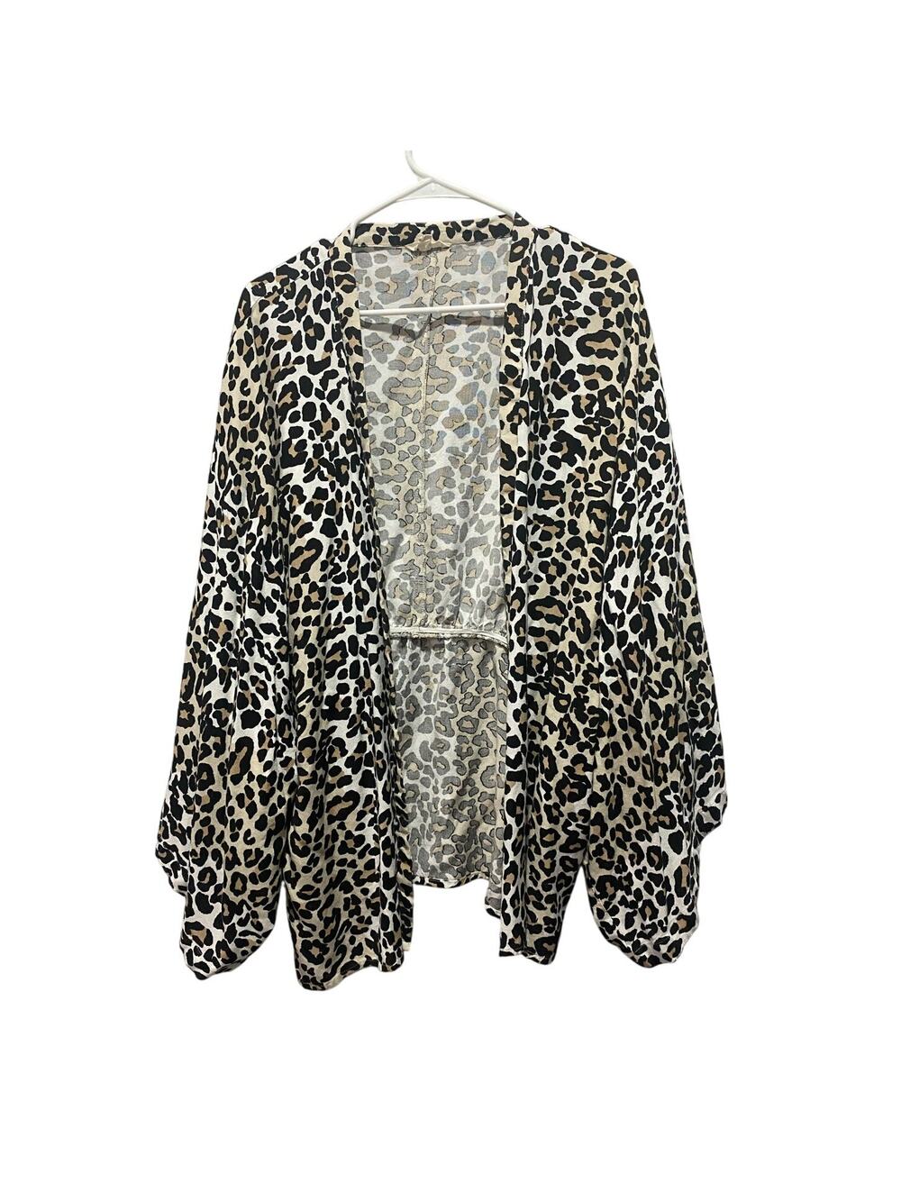 Sim & Sam Leopard Print Kimono Open Cardigan  Top Sz XL Boho Indie Artsy